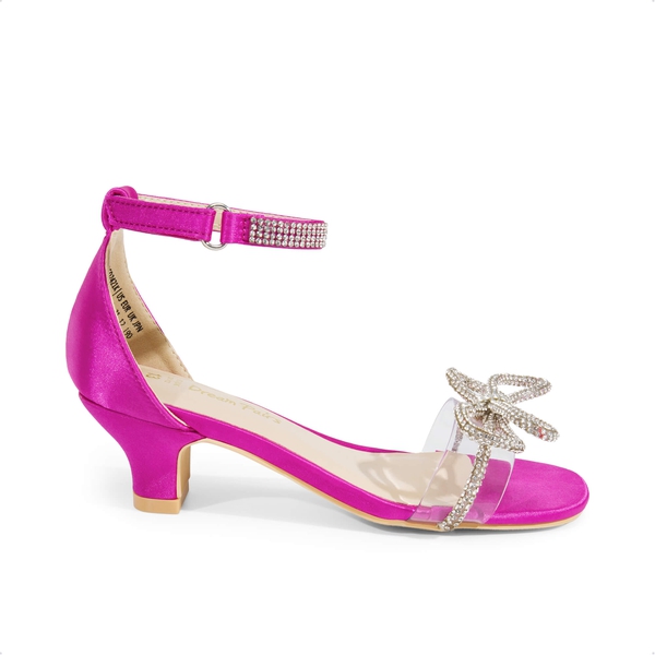 Girls Low Heel Ankle Strap Sandals - HOT PINK - 1